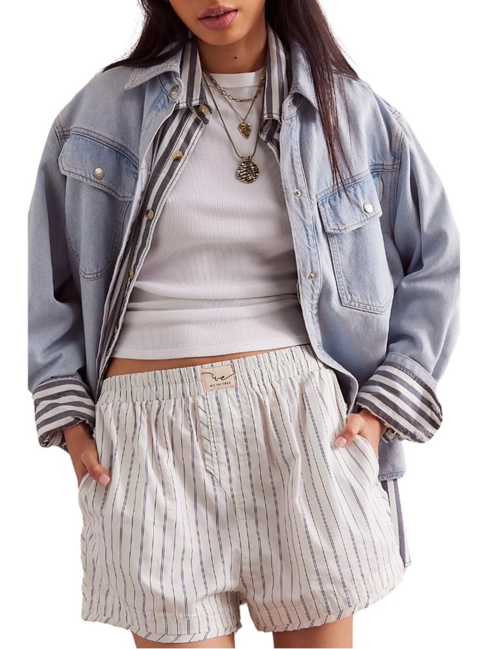 We The Free Day To Day Striped Boxers In Ivory Combo